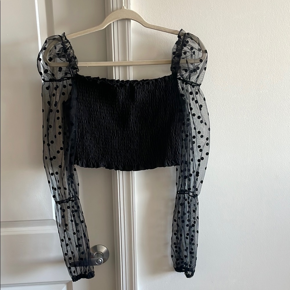 Elegant Black Sheer Sleeve Top